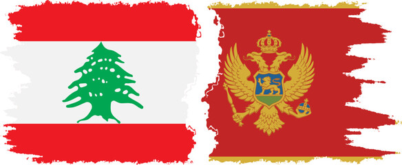 Fototapeta premium Montenegro and Lebanon grunge flags connection vector