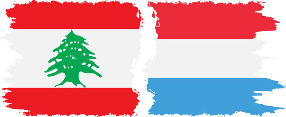 Luxembourg and Lebanon grunge flags connection vector - obrazy, fototapety, plakaty