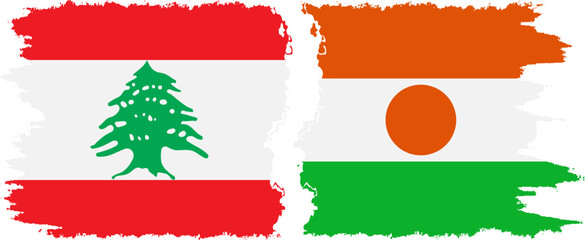 Obraz premium Niger and Lebanon grunge flags connection vector