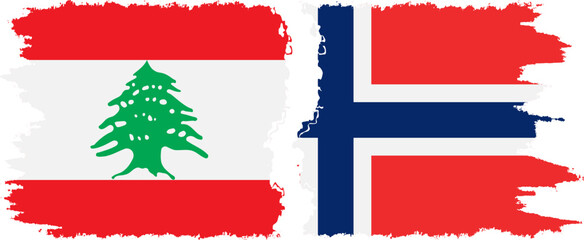 Fototapeta premium Norway and Lebanon grunge flags connection vector