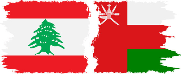 Naklejka premium Oman and Lebanon grunge flags connection vector