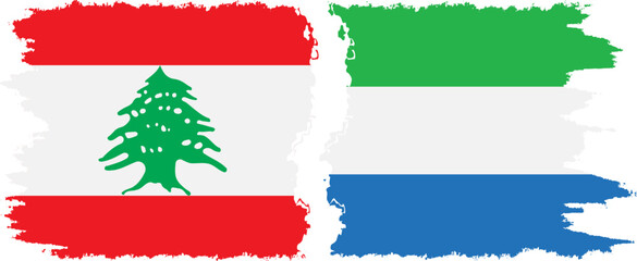 Sierra Leone and Lebanon grunge flags connection vector