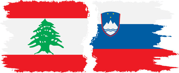 Slovenia and Lebanon grunge flags connection vector