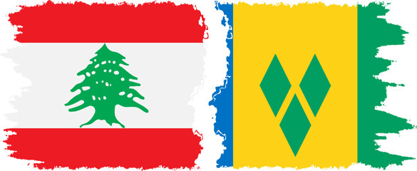 Saint Vincent and the Grenadines and Lebanon grunge flags connection