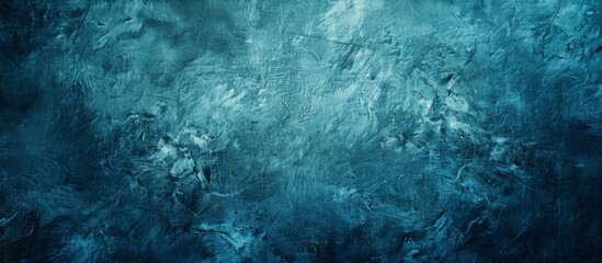 Blue abstract artwork with intricate brush strokes displayed against a dark black backdrop in a close-up shot