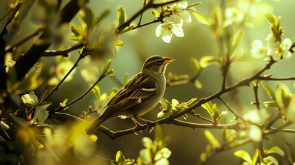 Obraz premium spring illustrations full of happiness and joy with beautiful flowers, trees and natural scenery, playing kites, close ups of birds and parrot, rabbits, butterflies and other creature