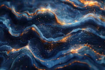 Abstract blue and gold marble background, high resolution, ultra detailed, dark fantasy. Created with Ai - obrazy, fototapety, plakaty