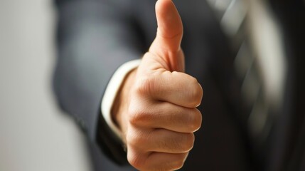 Businessman showing thumbs up - closeup shot AI generated