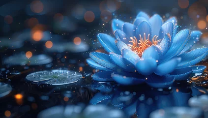 Foto op Canvas Water lily blue flower. Created with Ai © Creative Stock 