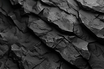 Close up of black rock texture in monochrome photography