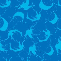 seamless pattern of large splashes of liquid on a blue background