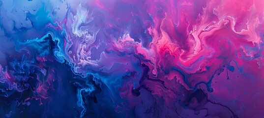 A close up of a vibrant blue and pink painting creating a serene atmosphere - obrazy, fototapety, plakaty
