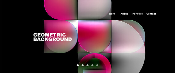 a geometric background with pink and white circles on a black background . High quality