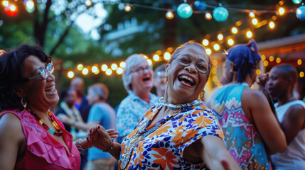Faces lit up with joy at a vibrant summer party