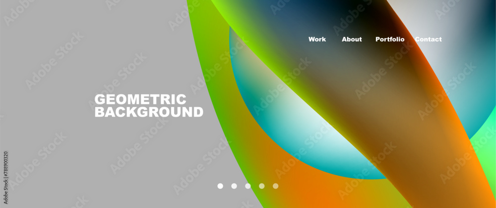 Poster a modern geometric background featuring colorful circles on a sleek gray backdrop. perfect for multi