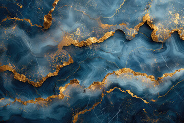 A luxury marble background with deep blue and gold veins, creating an elegant and sophisticated atmosphere. Created with Ai