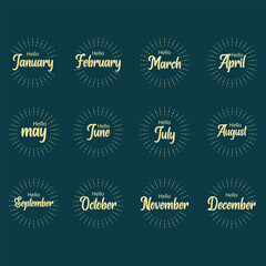 Set of Hello month typography flat design