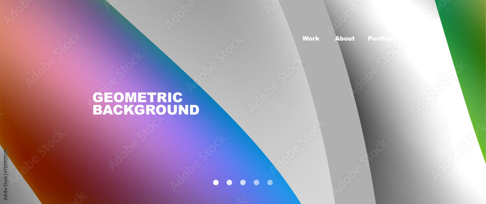Poster a geometric background featuring rectangles, triangles, circles, and a rainbow of colors. it is perf