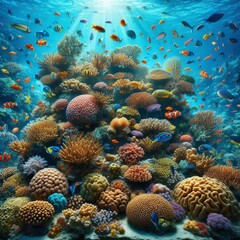 Naklejka na ściany i meble World Oceans Day Save Environment,Beautiful Underwater in wild nature background,Generative Ai.