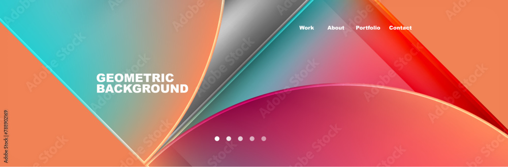 Poster in automotive design, colorfulness is key. a background with circles and triangles in shades of oran