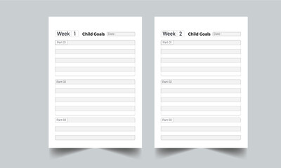 Child Goals Planner, Baby, or Kids Sticker Set for Planner with Pastel Color Vibes Template
