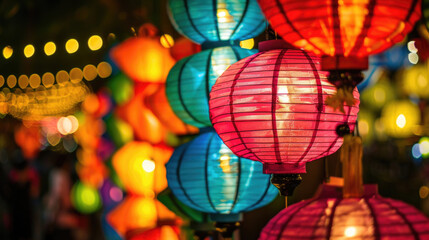 Colorful lanterns adorning the streets during Vesak celebration