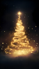 Naklejka premium beautifully decorated Christmas tree with twinkling lights and festive ornaments