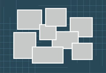 Pictures or photos frame collage. comics page grid layout abstract photo frames and digital photo wall template