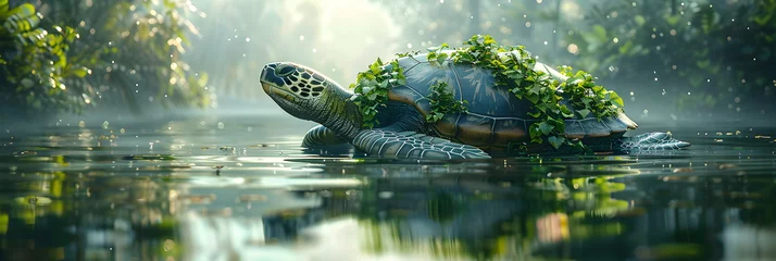 Foto op Plexiglas Endangered Hawaiian Green Sea Turtle. World Turtle Day © W.O.W