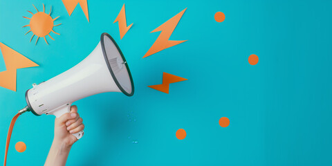 Business and marketing theme with megaphone loudspeaker for announcements and promotion