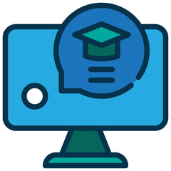education hat graduate learning online filled outline