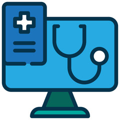 healthy doctor online cyber internet filled outline