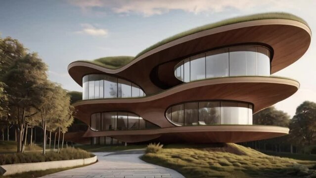 Organic architecture principles applied in a new public building, enhancing environmental fit and sustainability