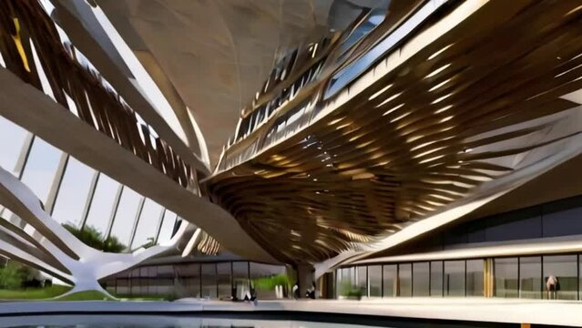 Organic architecture principles applied in a new public building, enhancing environmental fit and sustainability