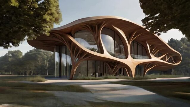 Organic architecture principles applied in a new public building, enhancing environmental fit and sustainability