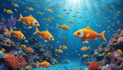 Naklejka premium World Oceans Day Save Environment,Beautiful Underwater in wild nature background,Generative Ai.