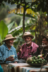 Coffee Farmers Sharing Stories and Knowledge With Each Other During a Break From Their Work, Generative AI
