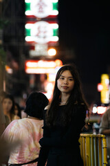 Asian Woman Solo Travel on Yaowarat Road Thailand