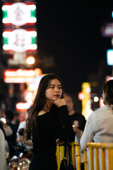 Asian Woman Solo Travel on Yaowarat Road Thailand