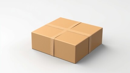 Realistic cardboard box package isolated on white background.