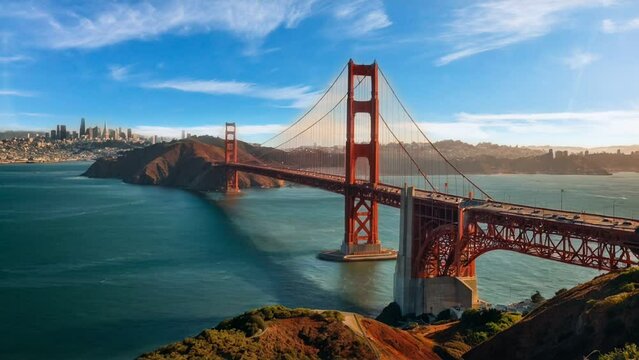 golden gate bridge, seamless looping animation video background 