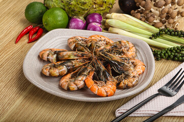 Boiled big tiger fresh shrimp