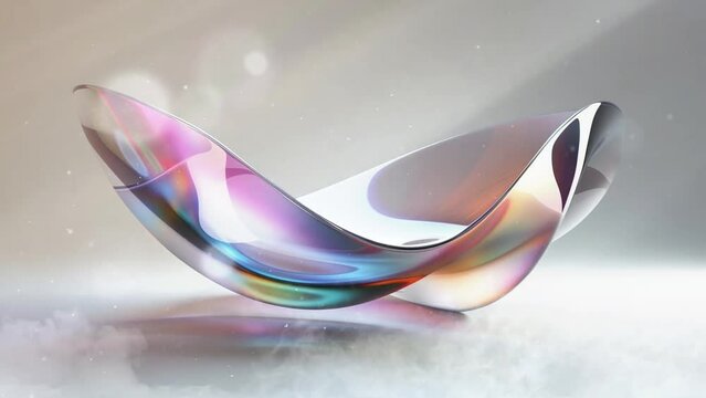 realistic render of a curved paraboloid shape prism. seamless looping overlay 4k virtual video animation background