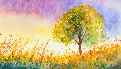 Obraz na płótnie Canvas Watercolor style background illustration with the image of beautiful life force.