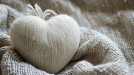 Fototapeta na wymiar A cozy heart crafted from soft wool