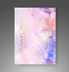 Cover template with watercolor background. Design for your cover, date, postcard, banner, logo.