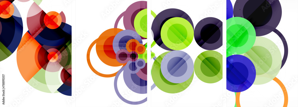 Aufkleber A vibrant display of art paint in circles of violet and electric blue on a white background, creating a pattern of tints and shades in rectangles and circles