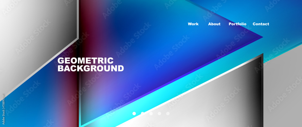 Poster the geometric background features a gradient of blue, white, and red colors. it is reminiscent of a 