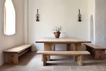 Monastery Bench Seating: Ascetic Dining Room Ideas with a Minimalist Flair