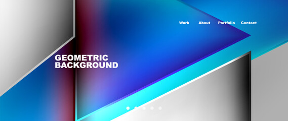 The geometric background features a gradient of blue, white, and red colors. It is reminiscent of a sleek automotive exterior or a modern display device